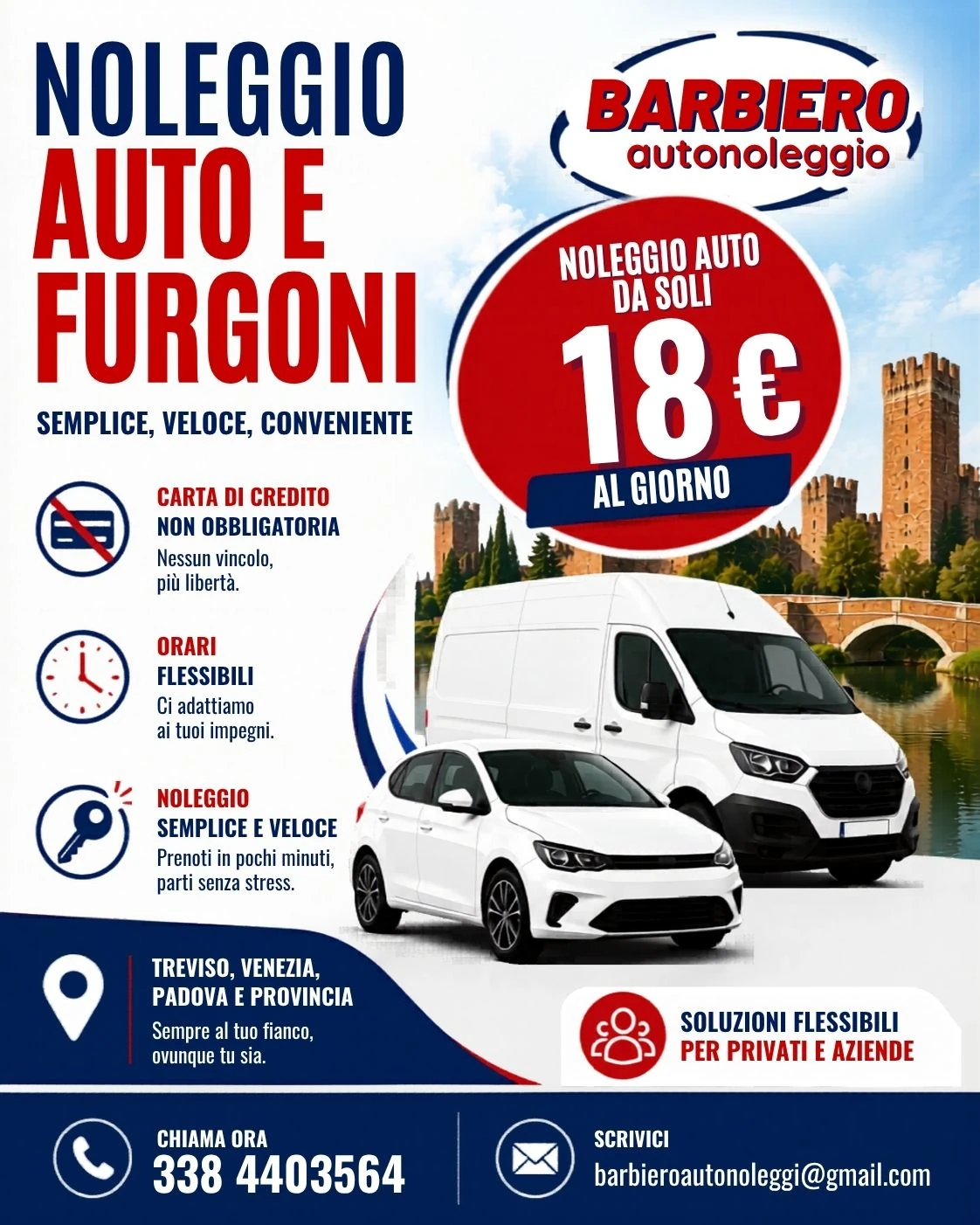 Noleggio Auto e Furgoni Economico da 18€ al Giorno<