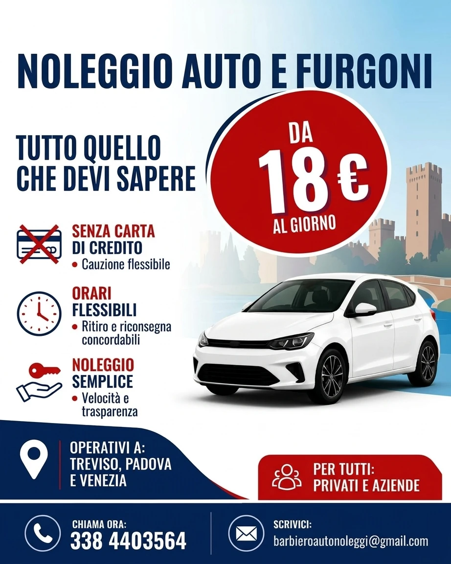 Noleggio Auto Barbiero: Prezzi, Servizi e FAQ | Treviso Padova Venezia